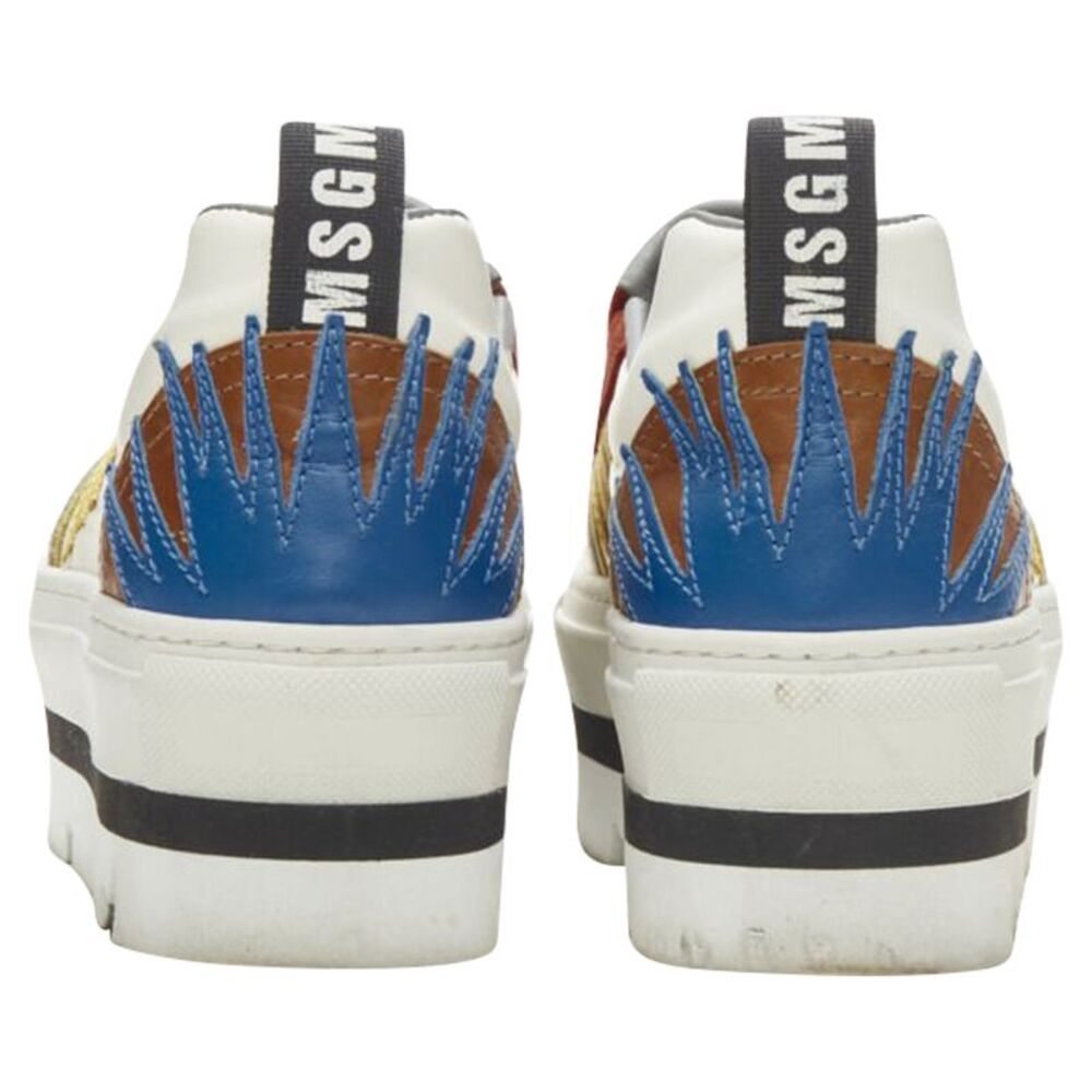 Msgm Leather Starburst Patchwork Point Toe Platfo… - image 6